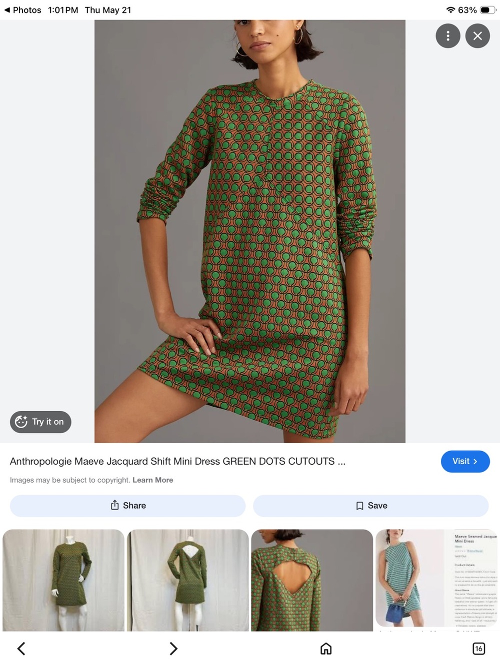 Maeve Green and Orange Geometric Mini Shift Dress